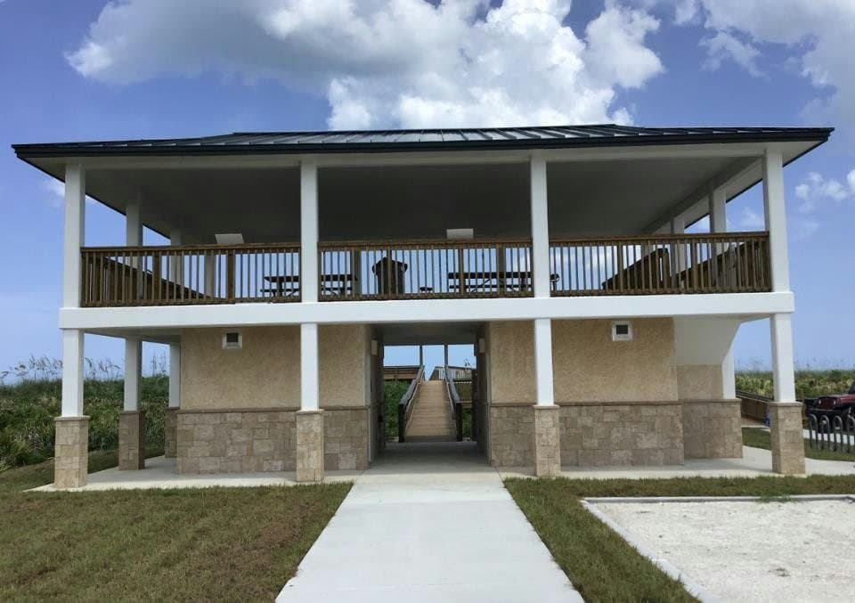 The two-story covered pavilion at Bay Drive Park in Palm Coast